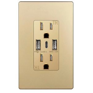 Brushed Gold Receptacle Outlet With Charging Ports